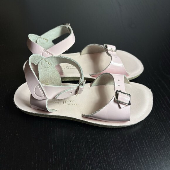 Sun San Surfer Saltwater Sandals Girls Kids Size 13 Light Pink Leather Classic - Picture 1 of 5